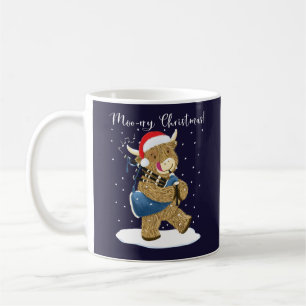 Mug La vache écossaise Highland Joue des pipes de Noël