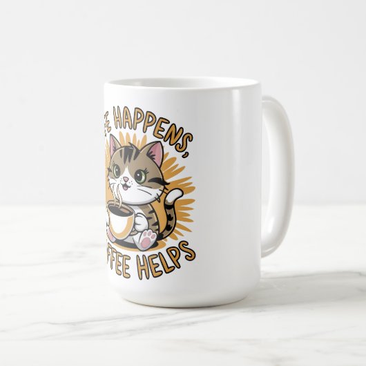 Mug La vie arrive café aide (Devant droit)