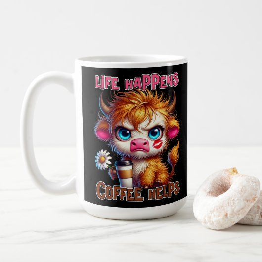 Mug La vie arrive, le café aide (Avec donut)