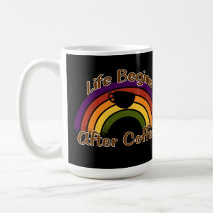 Mug La vie commence après le café - Arc-en-ciel Vintag