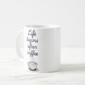 Mug "La vie commence après le café" moderne noir éléga (Devant gauche)