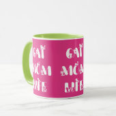 Mug La vie de maman de chat rose, typographie mignonne (Devant gauche)