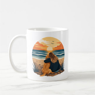 Mug La vie de maman Golden Retriever sur la plage au c