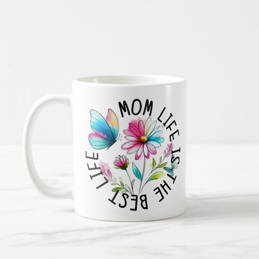 Mug La vie de maman papillon floral (Gauche)
