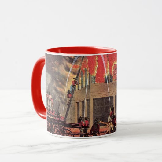 Mug La vie d'un pompier, d'une entreprise Vintage (Devant gauche)