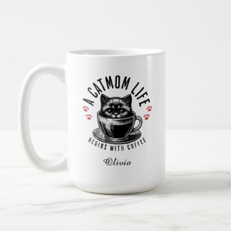 Mug La vie d'une mère de chat commence avec le café, N