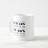 Mug La vie est 10% ce qui se passe Citation motivation (Devant gauche)