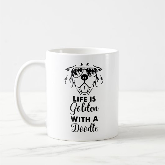 Mug La vie est dorée avec un Doodé, maman de chien (Gauche)
