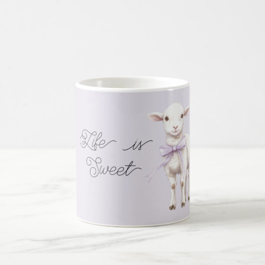 Mug La vie est douce agneau heureux arc lavande (Centre)