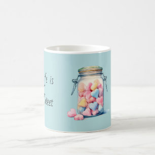 Mug La vie est douce Jarre de bonbons Bleu Rose Jaune