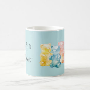 Mug La vie est douce ours en gélatine jaune bleu rose