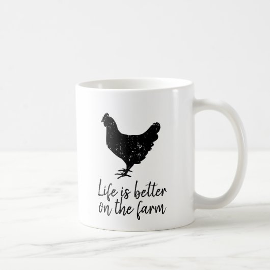 Mug La vie est meilleure à la ferme drôle poulet noir (Droite)