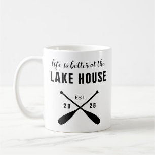 Mug La vie est meilleure à la maison du lac Pagaies