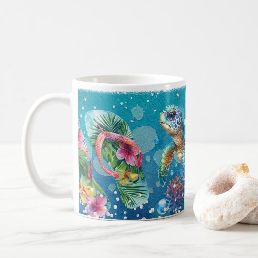 Mug la vie est meilleure à la plage (Avec donut)