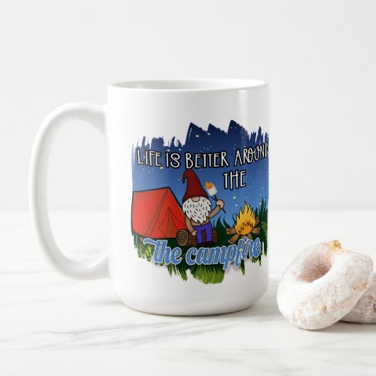 Mug La vie est meilleure autour du feu de camp (Avec donut)