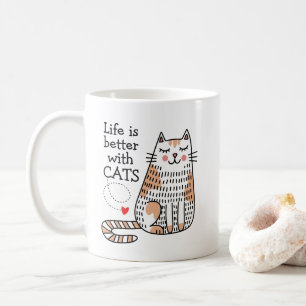 Mug La vie est meilleure avec des chats Doodle