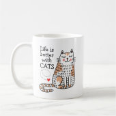 Mug La vie est meilleure avec des chats Doodle (Gauche)