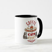 Mug La vie est meilleure avec le café, les chats et le (Devant droit)