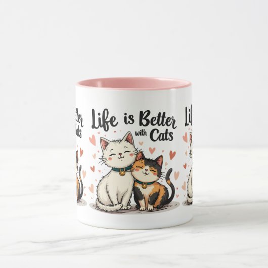 Mug La vie est meilleure avec les chats mignonne Chat  (Centre)