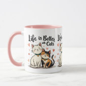 Mug La vie est meilleure avec les chats mignonne Chat  (Gauche)