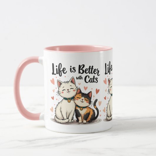 Mug La vie est meilleure avec les chats mignonne Chat  (Gauche)