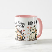Mug La vie est meilleure avec les chats mignonne Chat  (Devant droit)