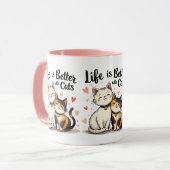 Mug La vie est meilleure avec les chats mignonne Chat  (Devant gauche)