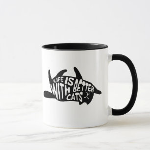 Mug La vie est meilleure avec les chats   Typographie 