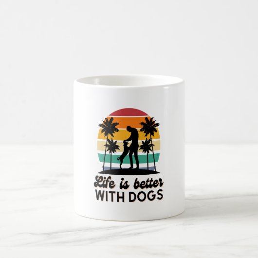 Mug La vie est meilleure avec les chiens Retro Sunset (Centre)