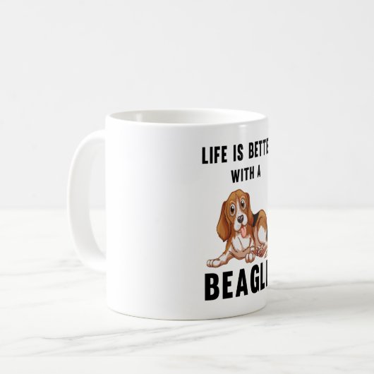 Mug La vie est meilleure avec un Beagle (Devant gauche)