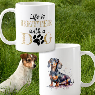 Mug La vie est meilleure avec un cadeau de teckel