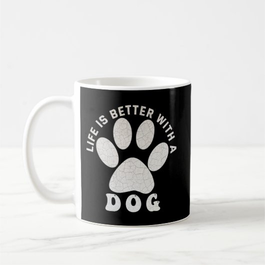 Mug La vie est meilleure avec un chien Silver Texte te (Gauche)