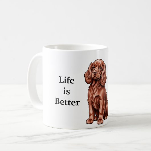 Mug La vie est meilleure avec un Cocker Spaniel Coffee (Devant gauche)