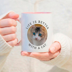 Mug La vie est meilleure avec une photo et un nom de c