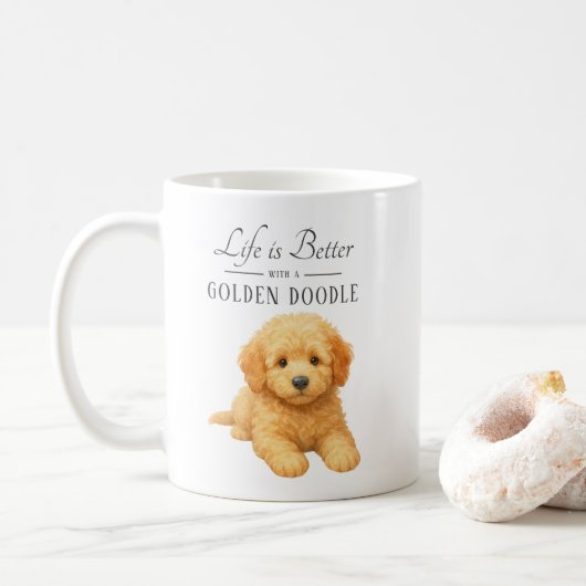 Mug La vie est meilleure Golden Doodle (Avec donut)