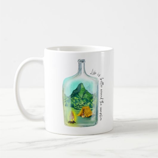 Mug La Vie Est Mieux Autour Du Feu De Campagne (Gauche)