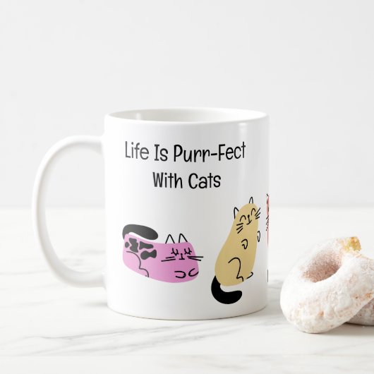 Mug La vie est parfaite avec les chats (Avec donut)