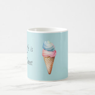 Mug La vie est un cône de glace bleu rose doux