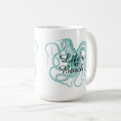 Mug La vie est une pieuvre bleu-vert (Devant droit)