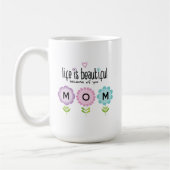 Mug La vie florale rose bleu est la belle fête des mèr (Gauche)