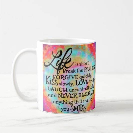 Mug La vie inspirationnelle est une courte citation (Gauche)