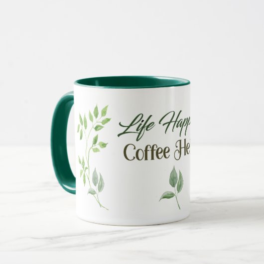 Mug La vie se passe café aide les Feuilles verts (Devant gauche)