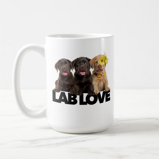 Mug Lab Love labrador retriever chocolat jaune noir (Gauche)