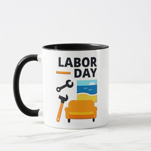 Mug Labor Day Work Hard Relax Design with Tools (Gauche)