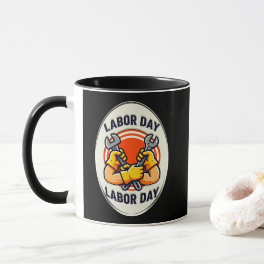 Mug Labor Day Worker Badge Tools Design (Avec donut)