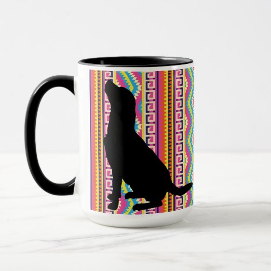 Mug Laboratoire noir sur la rayure aztèque lumineuse (Gauche)