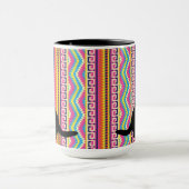 Mug Laboratoire noir sur la rayure aztèque lumineuse (Centre)