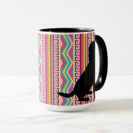 Mug Laboratoire noir sur la rayure aztèque lumineuse (Devant droit)