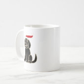 Mug Labradoodle noir drôle dans l'art de Noël de (Devant gauche)
