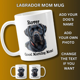 Mug Labrador, Ajouter le nom du chien, Changer de phot